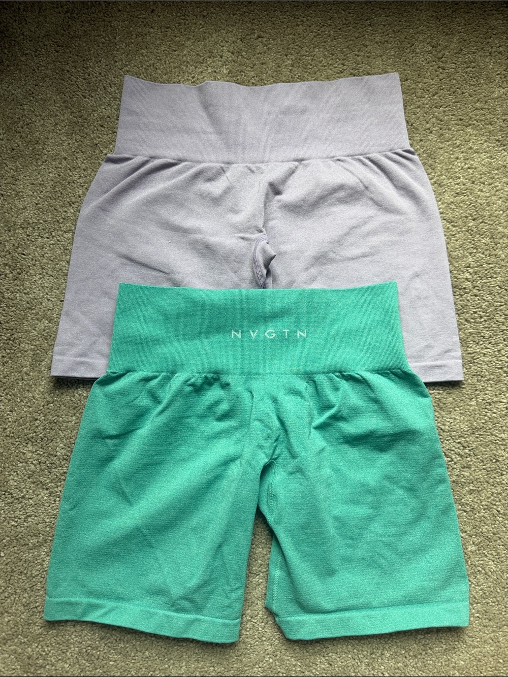 NVGTN High-Waist Seamless Shorts - Mint Green and Light Gray